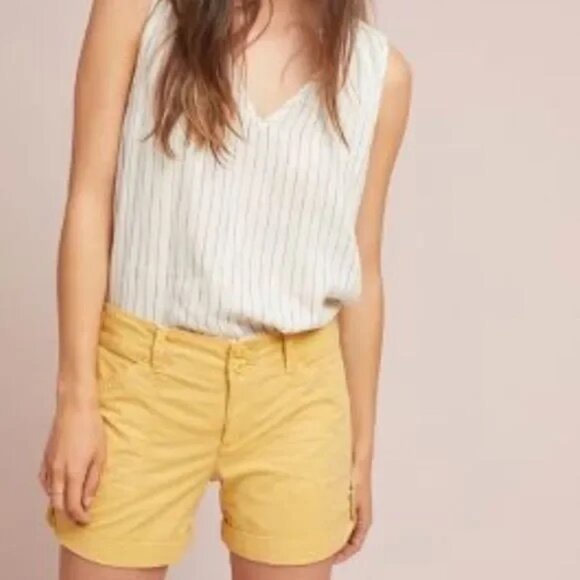 ANTHROPOLOGIE Yellow Rolled Utility Shorts - Picture 1 of 7